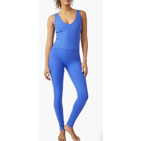 Free People Movement Never Better One-Piece Jumpsuit in Cobalt Blue, Size Large - Picture 1 of 9